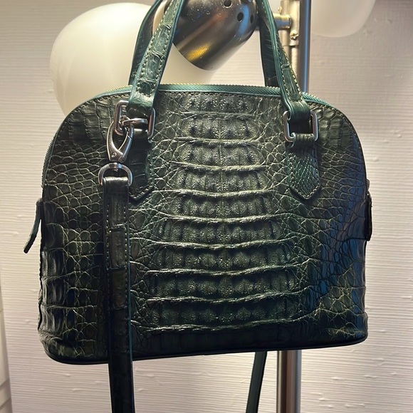 Real Crocodile Leather Dark Green Crossbody Purse - Picture 3 of 8